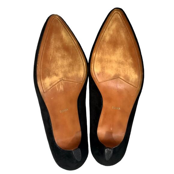 Vintage 90s Apostrophe Black Suede Geometric Pumps - Size 7M - Picture 7 of 7